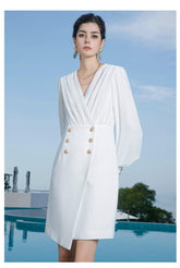 Draped Neck Chiffon Wrapped Mini Dress